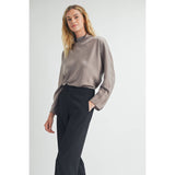 FUN2FUN - SATIN MOCK NECK BLOUSE