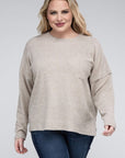 Ribbed Brushed Melange Sweater, Various Colors, Zenana