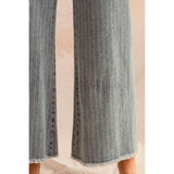 So Me - WASHED STRIPE DENIM FRAYED HEM PANTS