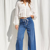 ILLA ILLA -Eyelet Drawstring Top