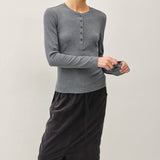 Be Cool - Modal Classic Ribbed Longsleeve Henley Basic Top