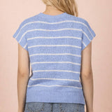 VERY J -Striped Knit Sweater Vest Top