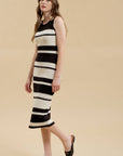 Moon River - STRIPE SLEEVELESS CROCHET KNIT MIDI DRESS