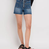 Lovervet by VERVET - HIGH RISE PATCHED BUTTON FLY SHORTS