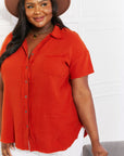 Zenana Summer Breeze Gauze Short Sleeve Shirt in Copper