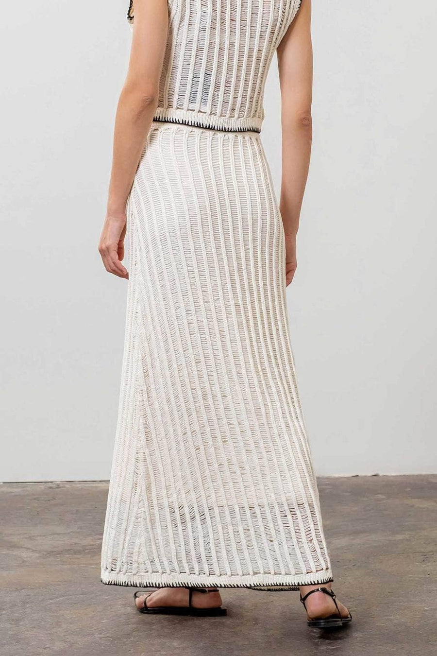 Moon River - CROCHET LADDER KNIT CONTRAST MIDI SKIRT