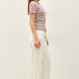 Be Cool - CLASSIC STRIPED CREWNECK SHORT SLEEVE SWEATER