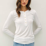 Be Cool - Modal Classic Ribbed Longsleeve Henley Basic Top