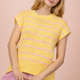 VERY J -Striped Knit Sweater Vest Top