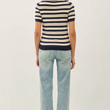 Be Cool - CLASSIC FIT STRIPED SHORT SLEEVE SWEATER TOP