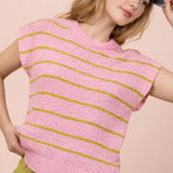 VERY J -Striped Knit Sweater Vest Top