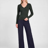 Current Air - Ribbed Knit Scallop-Neck Top