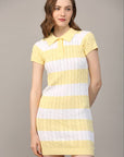 FATE - STRIPE POLO COLLAR SHORT SLV SWEATER DRESS