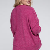 Brushed Melange Drop Shoulder Sweater, Various Colors, Zenana (Plus only)