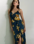 Moon River - FLORAL SLEEVELESS RUFFLE WRAP MAXI DRESS