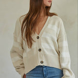 By Together Knit Sweater Striped Button Down Cardigan