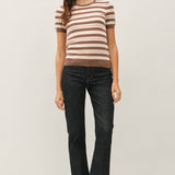 Be Cool - CLASSIC FIT STRIPED SHORT SLEEVE SWEATER TOP