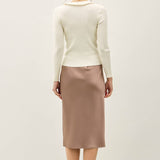 Be Cool - RUFFLED V-NECK DETAIL RIBBED CARDIGAN