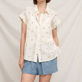 En Crème - Floral Embroidery Button Down Shirt