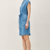 Be Cool - MINI DENIM LOOK TENCEL BUTTON UP DRESS WITH POCKETS