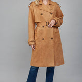 FATE - Faux Suede Double Breasted Trench Coat
