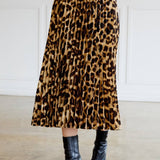 Animal Print Pleated Midi Skirt by LE LIS