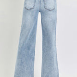 RISEN Tummy Control High Rise Crop Wide Leg Jeans (Plus size)