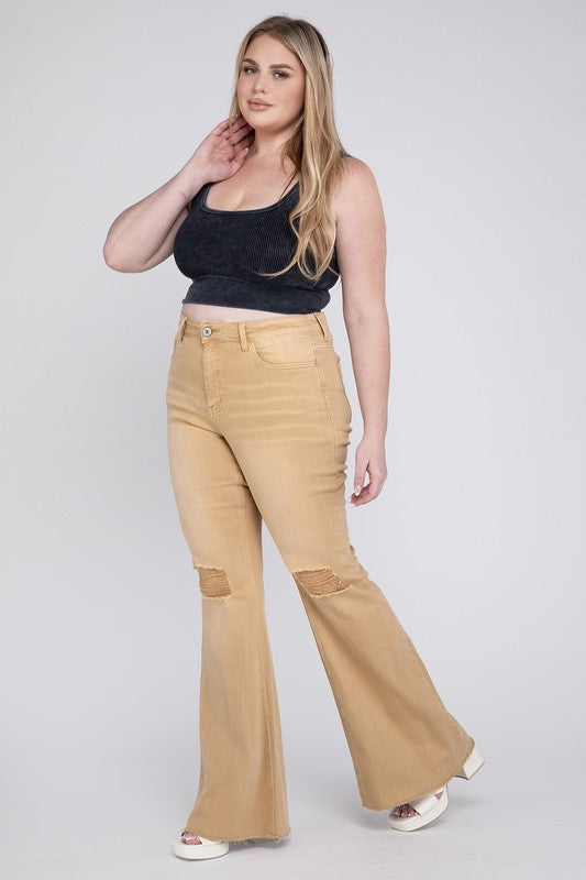 Plus Size High Rise Flare Jeans, Vervet by Flying Monkey