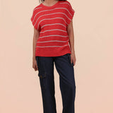 VERY J -Striped Knit Sweater Vest Top