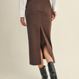 Mustard Seed - BACK SLIT SUEDE SKIRT