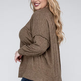 Brushed Melange Drop Shoulder Sweater, Various Colors, Zenana (Plus only)