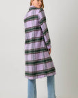 Mystree Fuzzy Plaid Long Coat