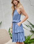 SOLID RUFFLE SLEEVELESS MINI DRESS, Davi & Dani