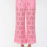 FATE - FLORAL EYELET LACE WIDE LEG CROPPED PANTS