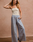 BiBi Striped Wide Leg Pants with Pockets