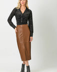 Mystree  Leather Midi Skirt