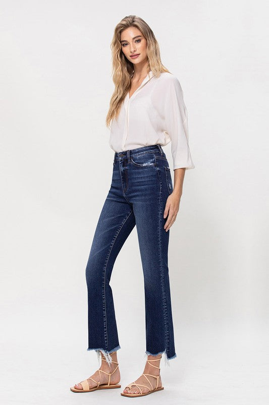 High Rise Distressed Hem Kick Flare Jeans, Vervet by Flying Monkey