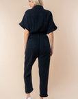 White Birch Texture Short Sleeve Jumpsuit (online only)