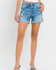 VERVET by FLYING MONKEY - HIGH RISE DOUBLE CUFF SHORTS