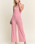 ADORA Ribbed V-Neck Wide Leg Jumpsuit with Pockets