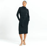 Clara Sunwoo - - Chunky Ribbed - Tie Waist Pocket Midi Sweater Dress