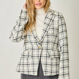Mystree - Single Breasted Plaid Blazer