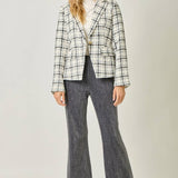 Mystree - Single Breasted Plaid Blazer