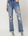 STRETCH BOYFRIEND JEANS W PAINT SPATTER DETAIL, Flying Monkey