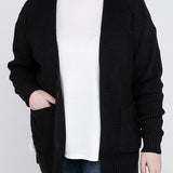 Waffle Open Cardigan Sweater, Various Colors, Zenana (Plus size only)