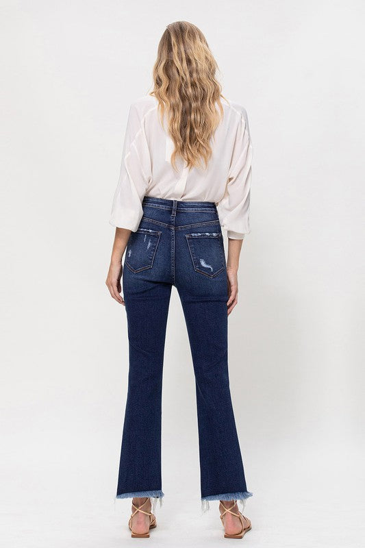 High Rise Distressed Hem Kick Flare Jeans, Vervet by Flying Monkey