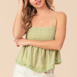 BiBi Fringed Hem Smocked Cami