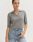 Crescent - Saman Pointelle Knit Polo Top