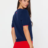 Current Air - Contrast Edge Short Sleeve Sweater