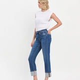 Vervet by Flying Monkey - High Rise Cuff Slim Straight Jeans